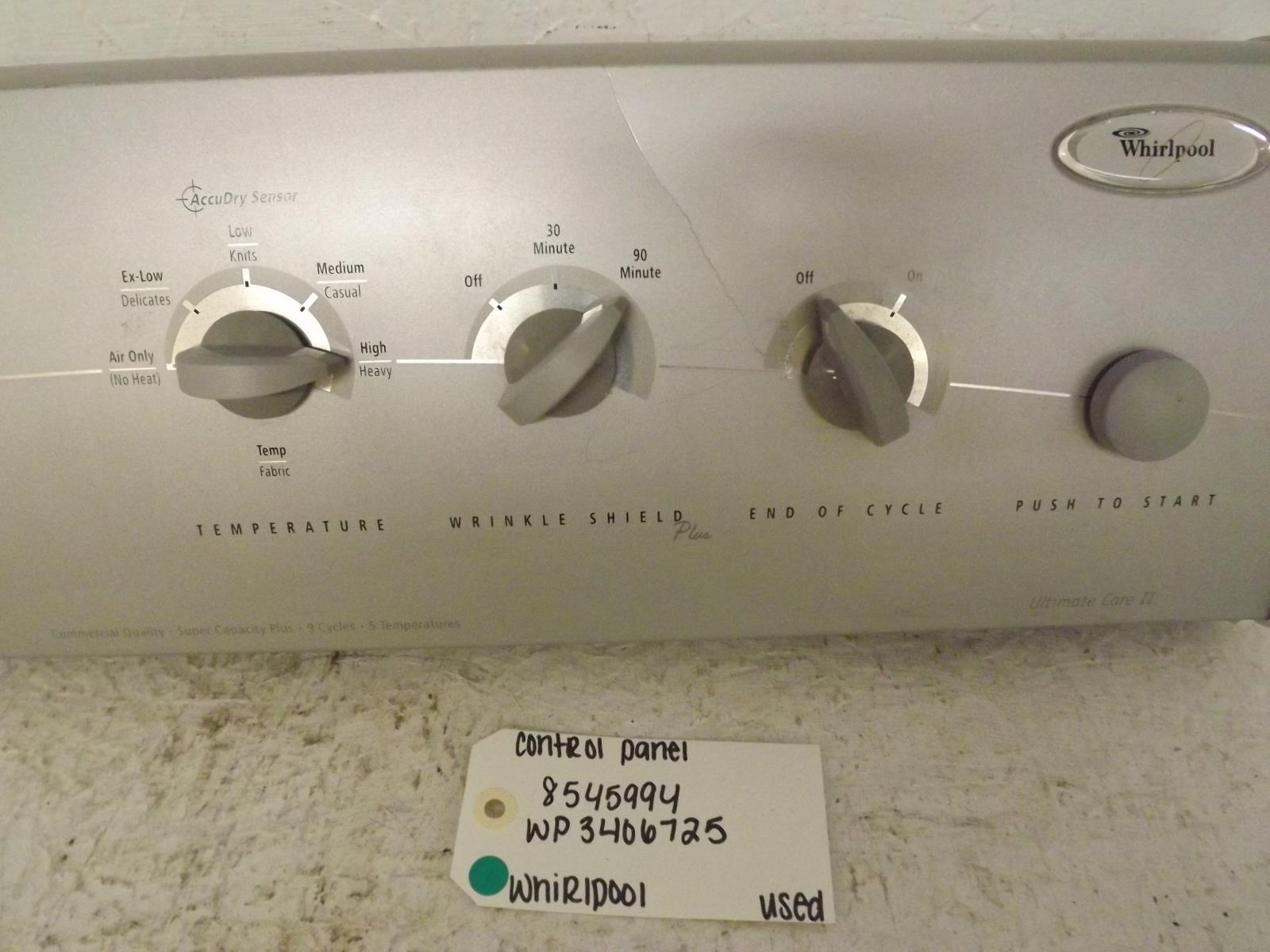 Whirlpool Dryer 8545994 WP3406725 Control Panel Used Whirlpool Dryer 8545994 WP3406725 Control Panel Used